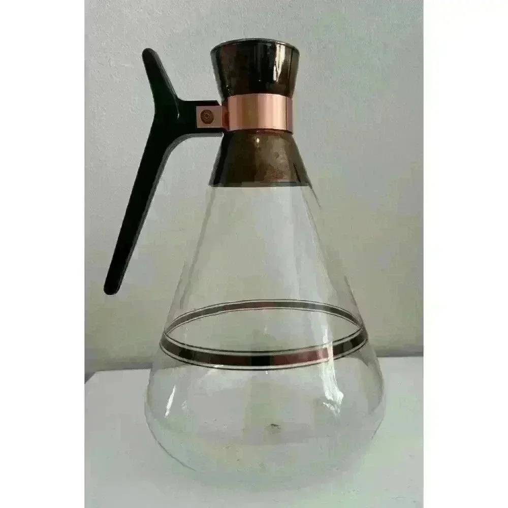 Mid Century Modern Coffee Carafe Vintage MCM Atomic Copper & Glass 10
